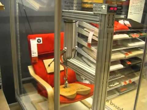 IKEA store chair durability neumatic testing contraption