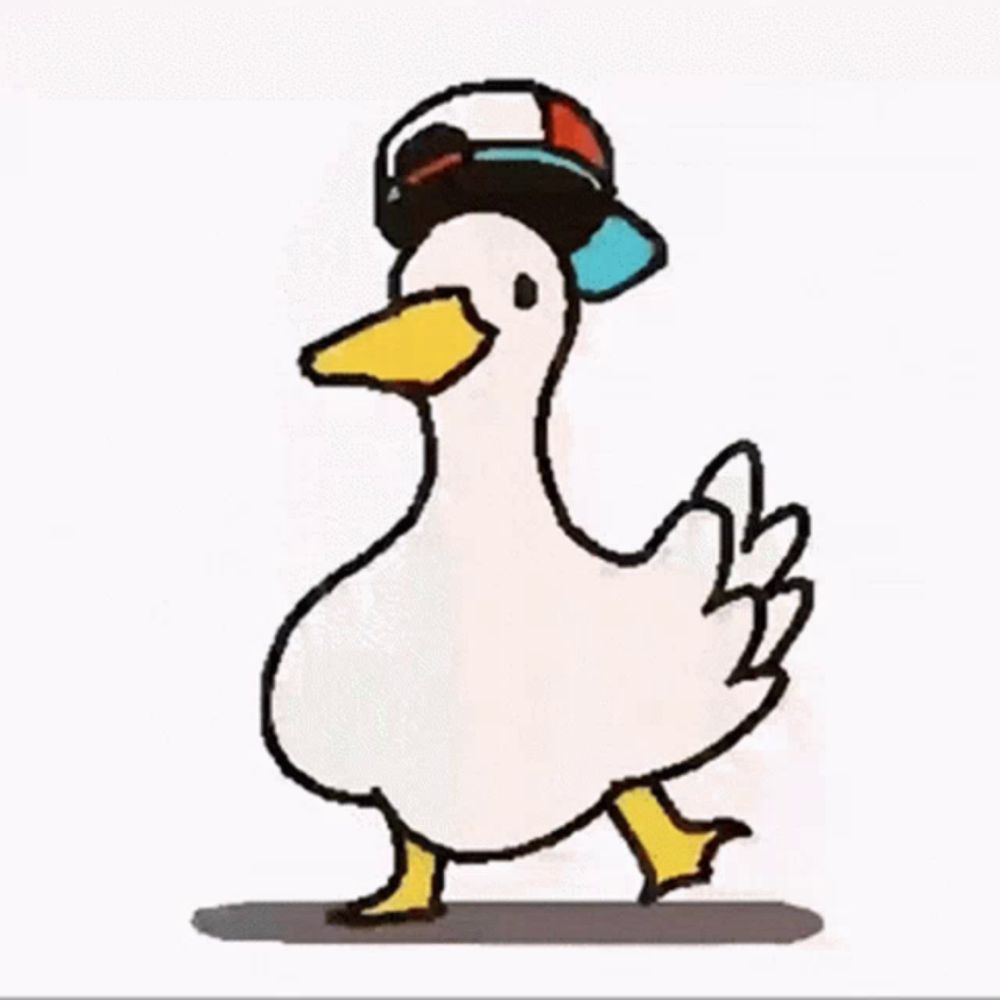 a cartoon duck is wearing a hat and goggles .