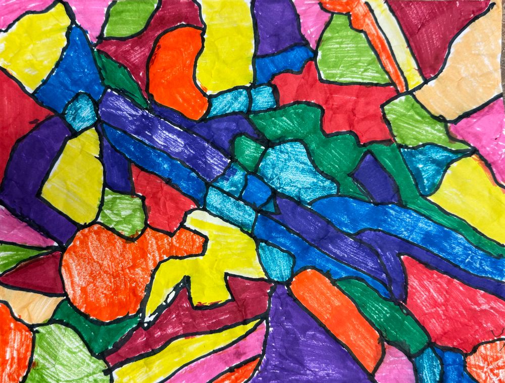 Crushed Paper Ball Drawing. Created in Recovery Model Art Project at the University of Virginia Medical Center, Inpatient Psychiatry.