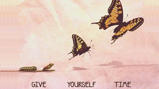 Give Yourself Time. - Wrtr ~ Background illustration shows the stages of growth.