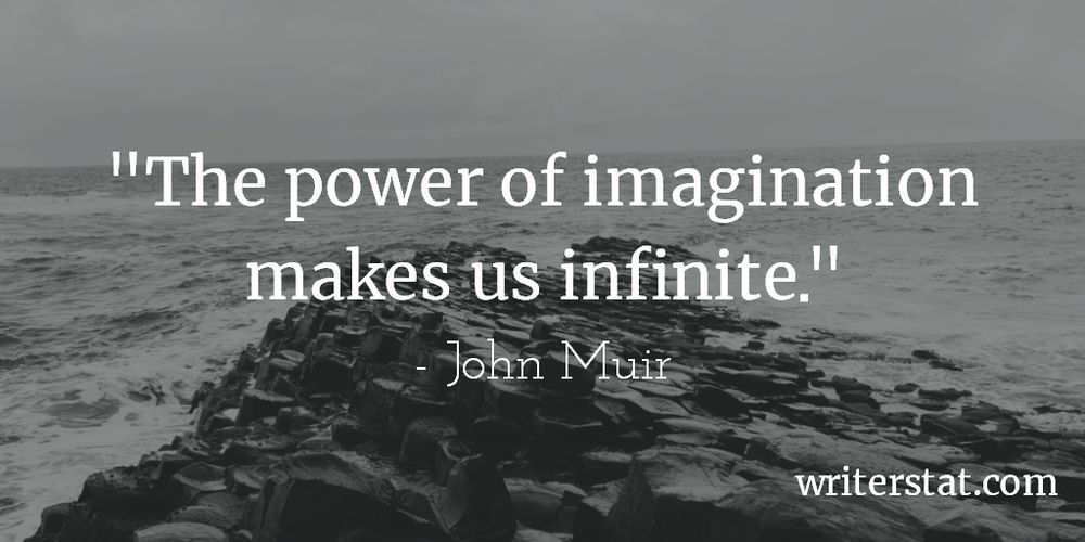 The power of imagination makes us infinite.” - John Muir -Writing ~ Background photo shows ocean waves breaking on the shoal (rocks).
