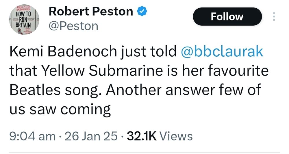 Badenock tells BBC favourite Beatles song is Yellow Submarine 