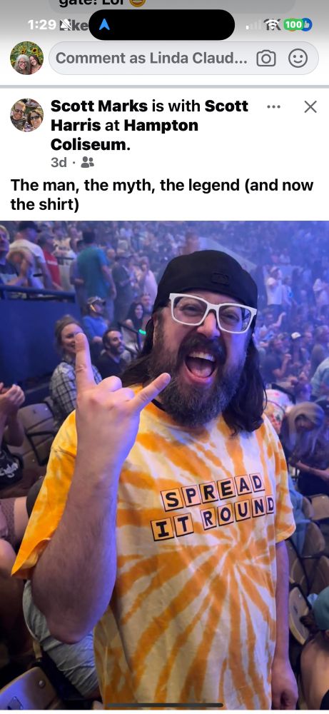 A man wearing the “famous” Spread it Round shirt 