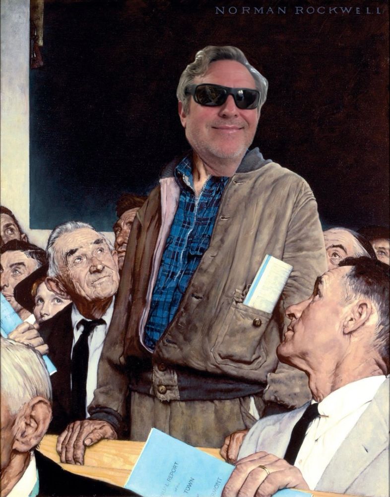 Norman Rockwell picture with Sully’s head photoshopped on