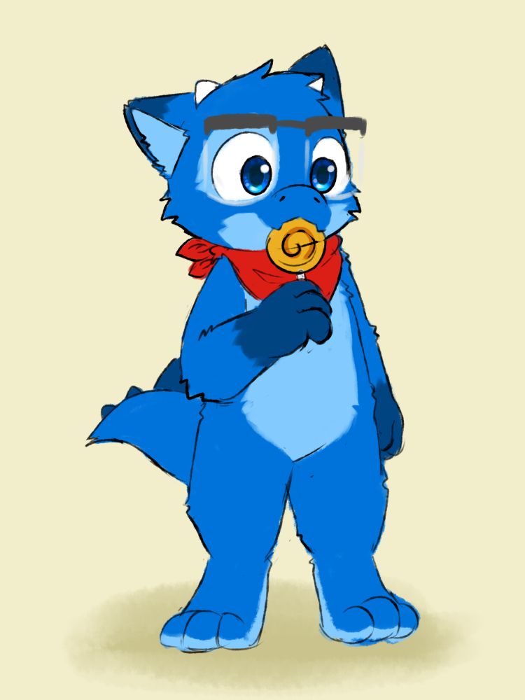Li'l derg enjoying his free candy.