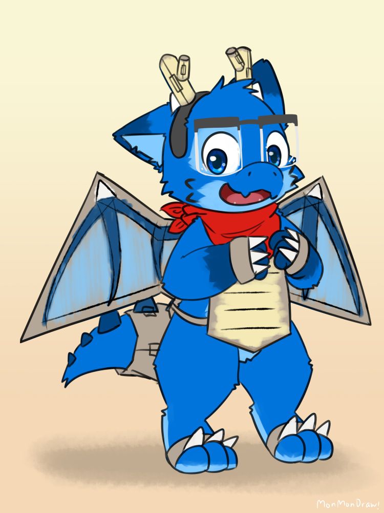 MonMon with a quick mock-up dragon prop. Don't laugh!