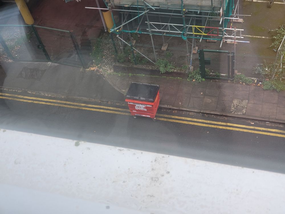 Large bin on double yellows