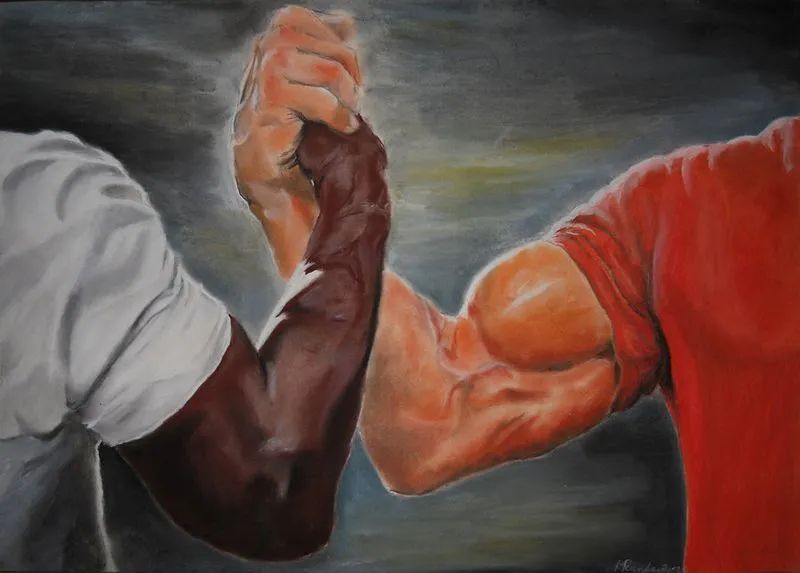 Meme image of arms united.