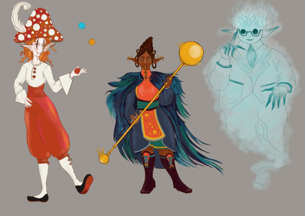 Three fullbody character drawings, another example of something on offer.