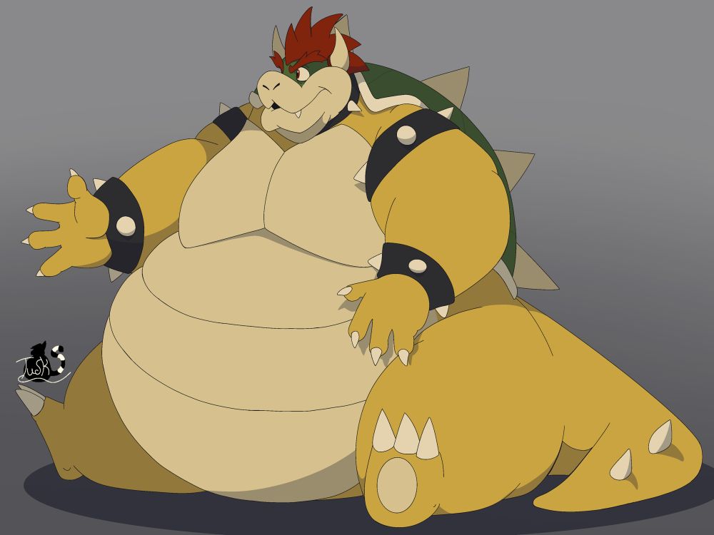 A big chubby Bowser sitting down…