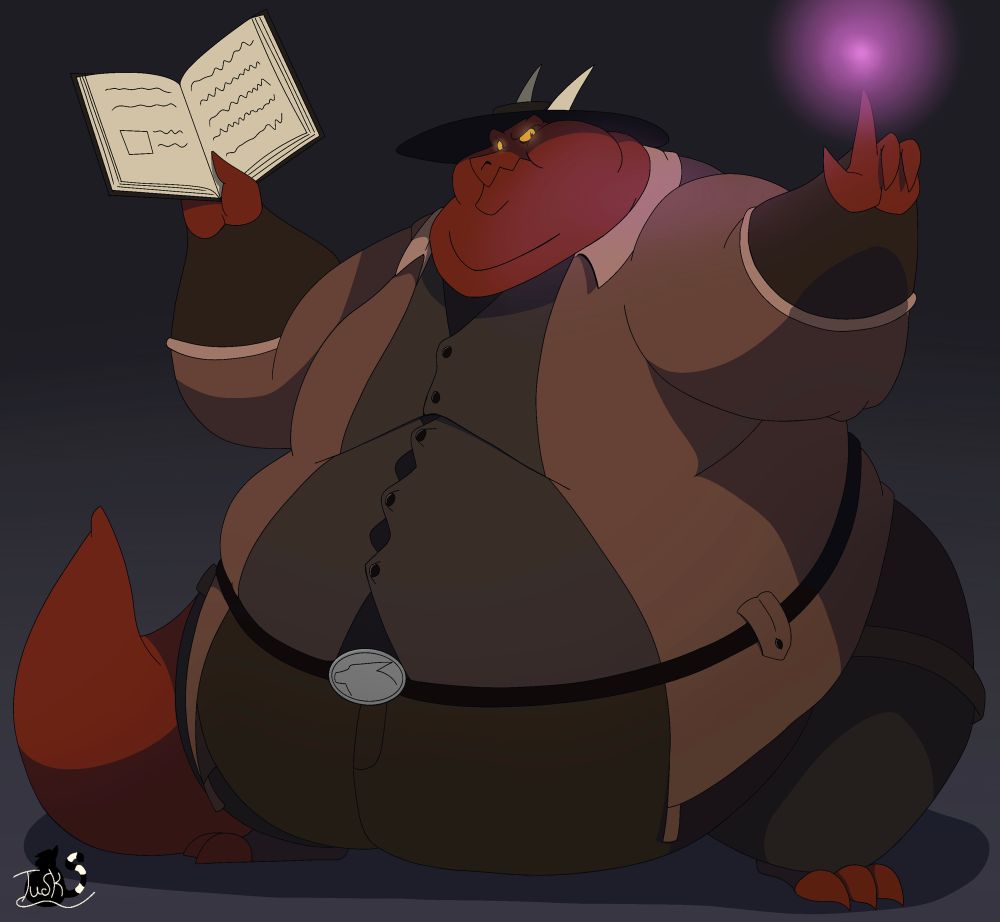 A big chubby dragon casting a spell…