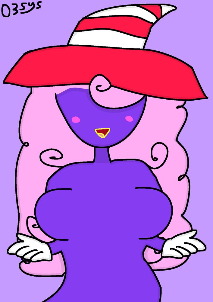 A digital drawing of Vivian from Paper Mario: The Thousand-Year Door with a happy expression. Her arms and hands are open. The background is a light purple, and my watermark resembling my logo (text captioned "03Sys") is in the top left of the drawing, colored black.