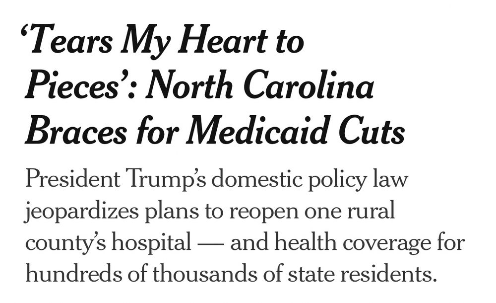 ‘Tears My Heart to Pieces’: North Carolina Braces for Medicaid Cuts

President Trump’s domestic policy law jeopardizes plans to reopen one rural county’s hospital — and health coverage for hundreds of thousands of state residents.