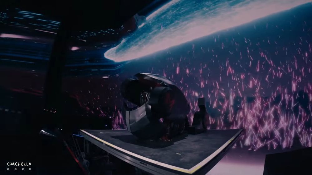 Missy Elliott on stage at Coachella in a sort of Transformers costume continuing the transformation from car mode. You can start to tell that she is inside the "car"