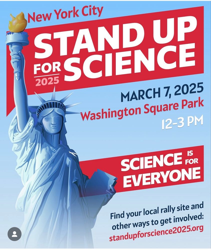 Stand up for science flyer. Event happening Friday March 7th at 12pm in Washington square park 