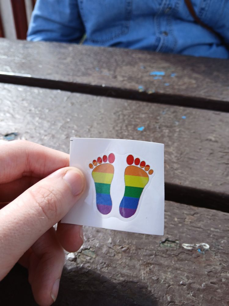 a pair of rainbow colored feet 