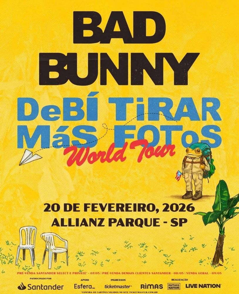 cartaz da Live Nation anunciando o show do Bad Bunny em 20/02/2026 no Allianz Parque