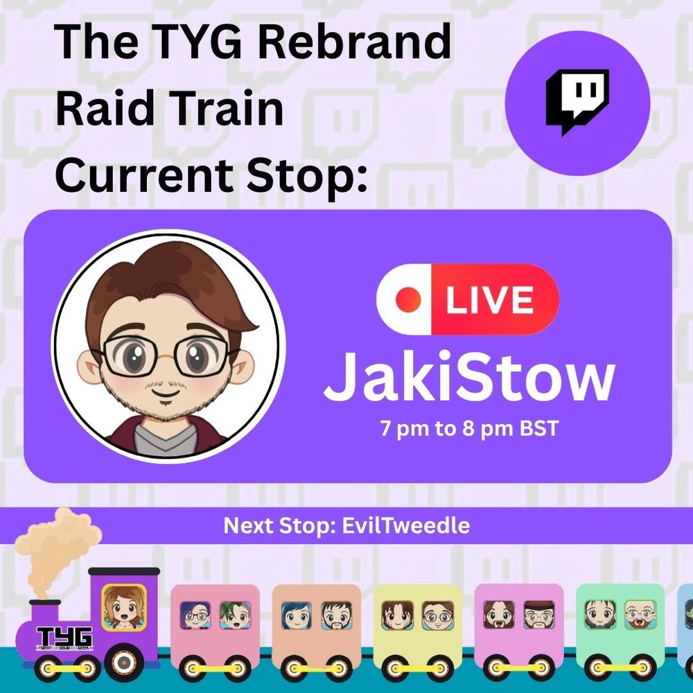 twitch raid train banner with jaki's new chibi avatar