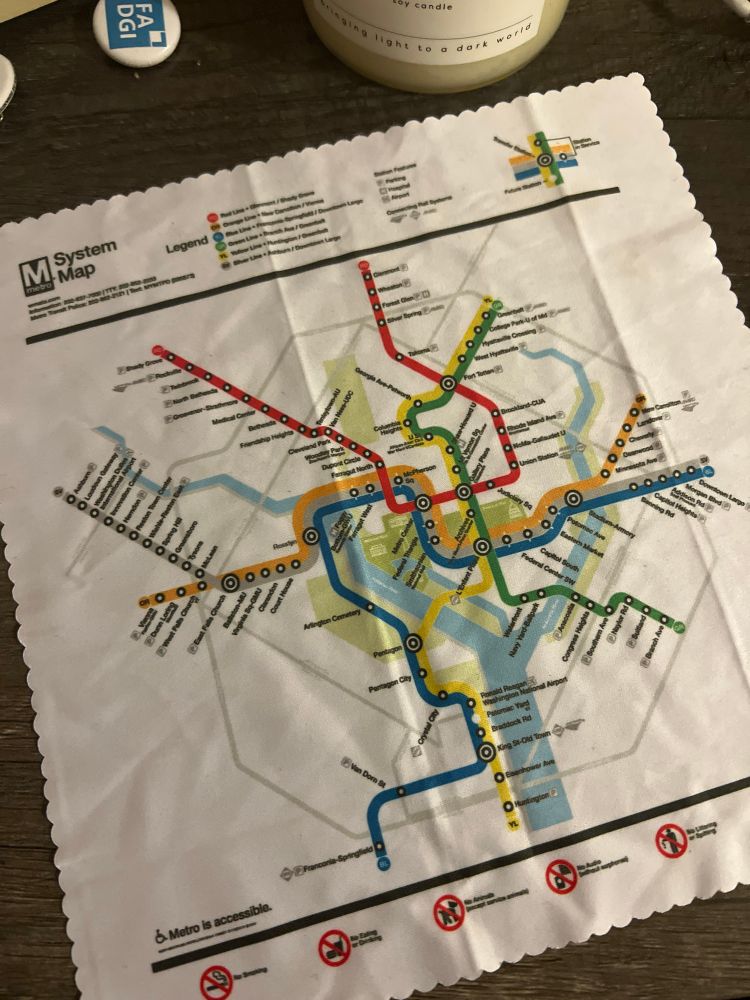 Map of Metro system on microfiber cloth