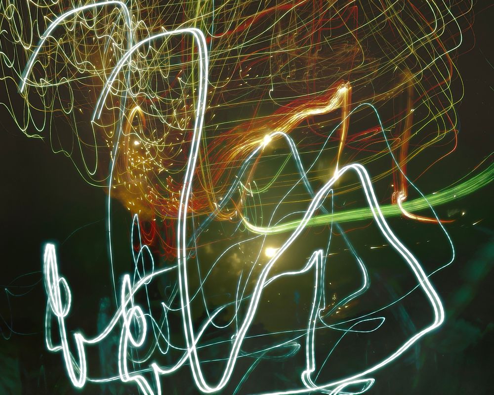 Light streaks from fireworks welcoming 2025