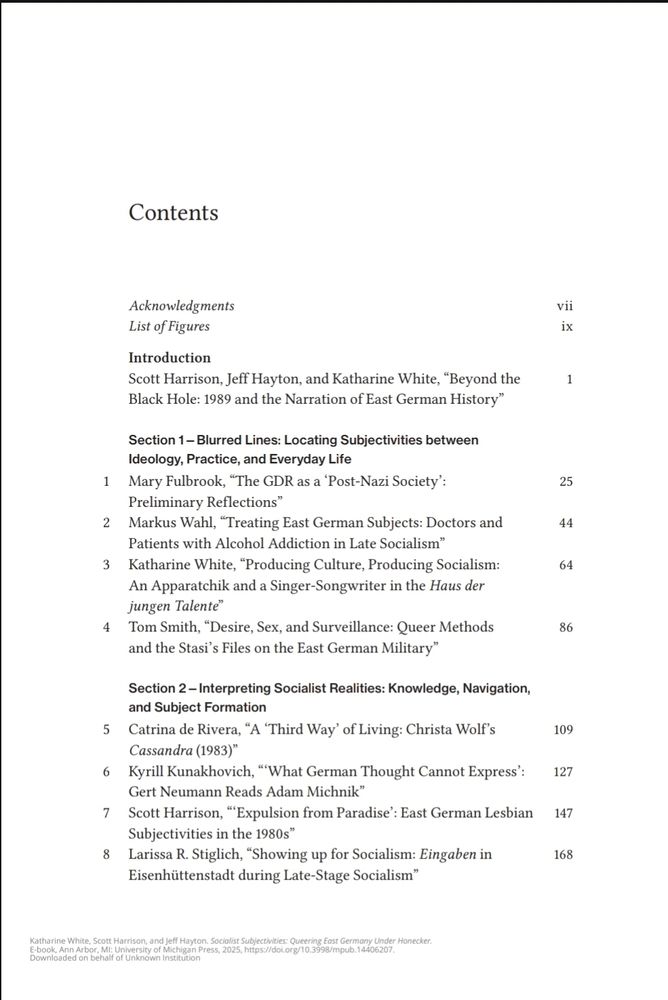 Contents page with intro by Scott Harrison, Jeff Hayton and Katharine White. Articles listed by Mary Fulbrook, Markus Wahl, Katharine White, Tom Smith, Catrina de Rivera, Kyrill Kunakhovich, Scott Harrison, Larissa R. Stiglich (continued in next image)