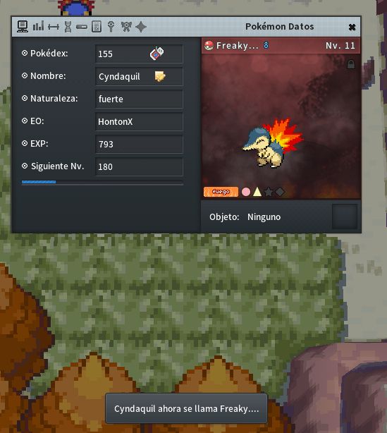Cyndaquil now is called Freaky....