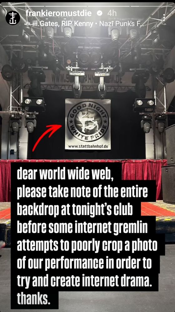 Frank Iero's Instagram story 2/21/25