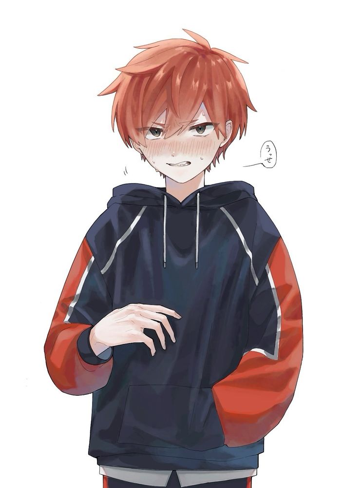 ミルグラムから

囚人番号03、梶山風汰が照れて赤面になっている
朱色の髪色で反抗的な顔つき
片手をフードパーカーのポケットに突っ込み｢うっせ｣と発言している