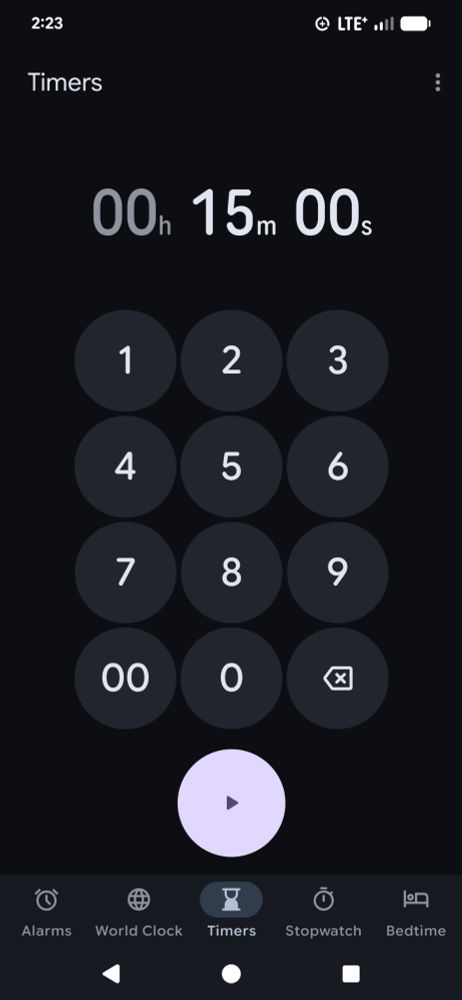 A timer counting down from 15m