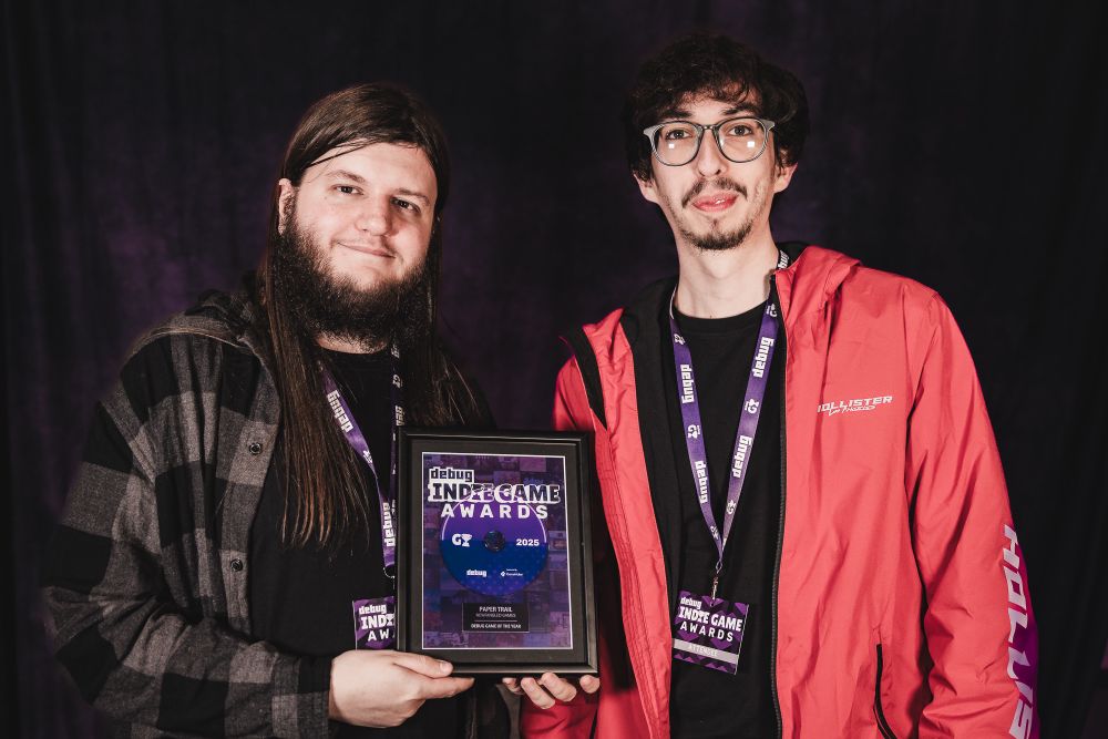 The Paper Trail team take home the Debug Game of the Year awards at the Indie Game Awards 2025
