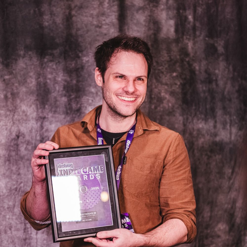 Debug Indie Game Awards Best VR Game trophy, as won by Nosebleed Interactive