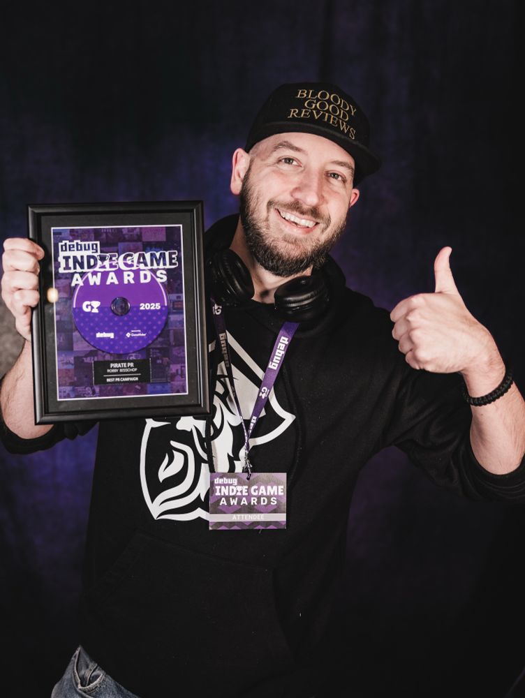 Pirate PR collecting the award for Best PR Campaign at the Debug Indie Game Awards 2025