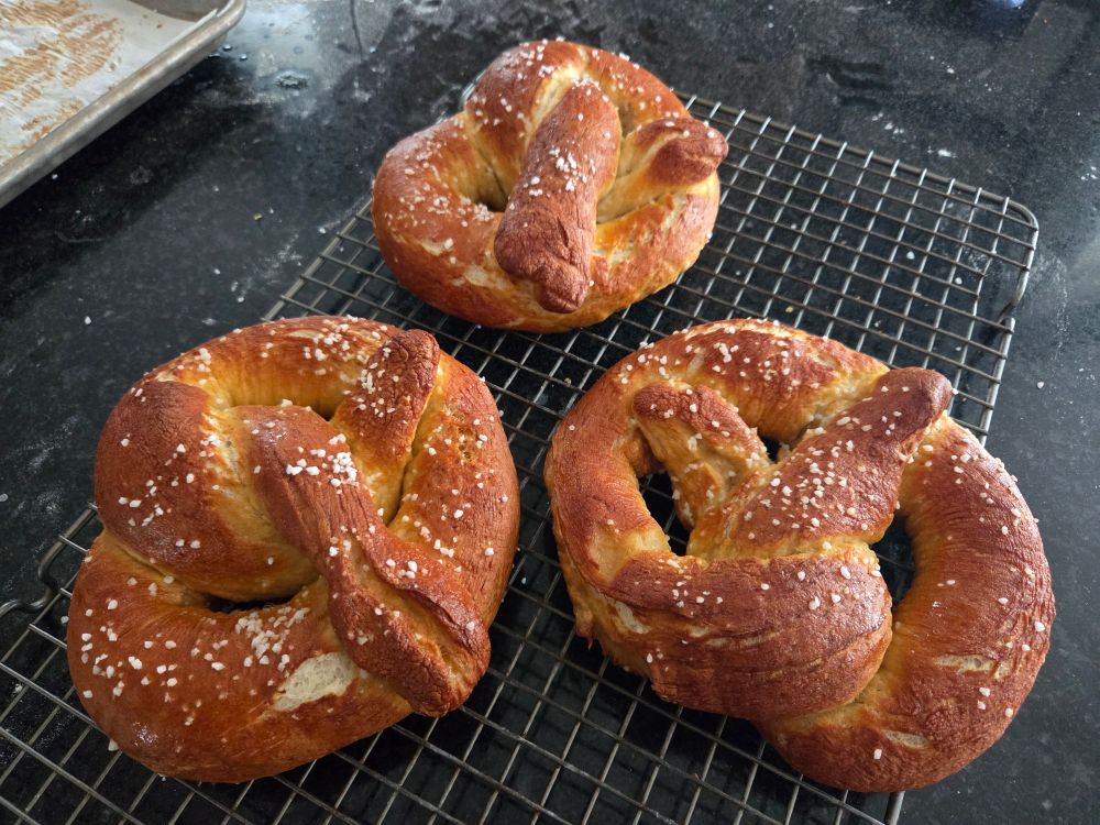 Bavarian pretzels. All-purpose flour.