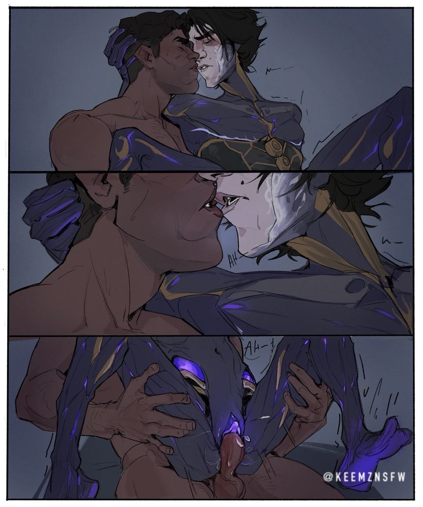1st panel: half bust shot of jayce fucking viktor with his back on jayce’s chest, head turned as if they were almost kissing

2nd panel: zoom on the almost-kiss

3rd panel: lower body shot of jayce fucking viktor, spreading his legs with his hands