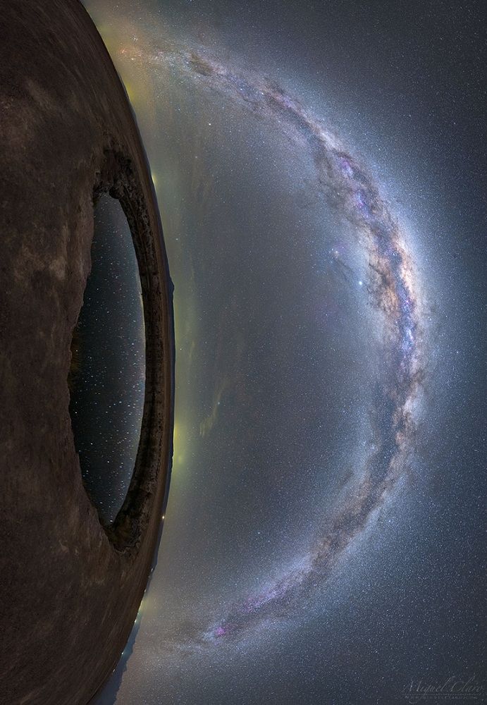 This striking image appears to show an eye full of stars pointing towards the Milky Way. The eye is actually a small lagoon captured reflecting the night sky as the Milky Way arched overhead.