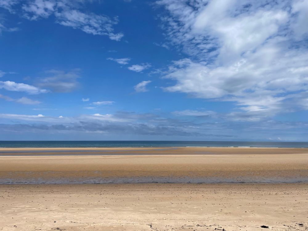 Sandy beach and blue sky