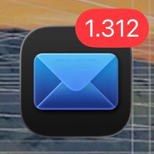 Screenshot Mail-Icon mit 1312 notification 