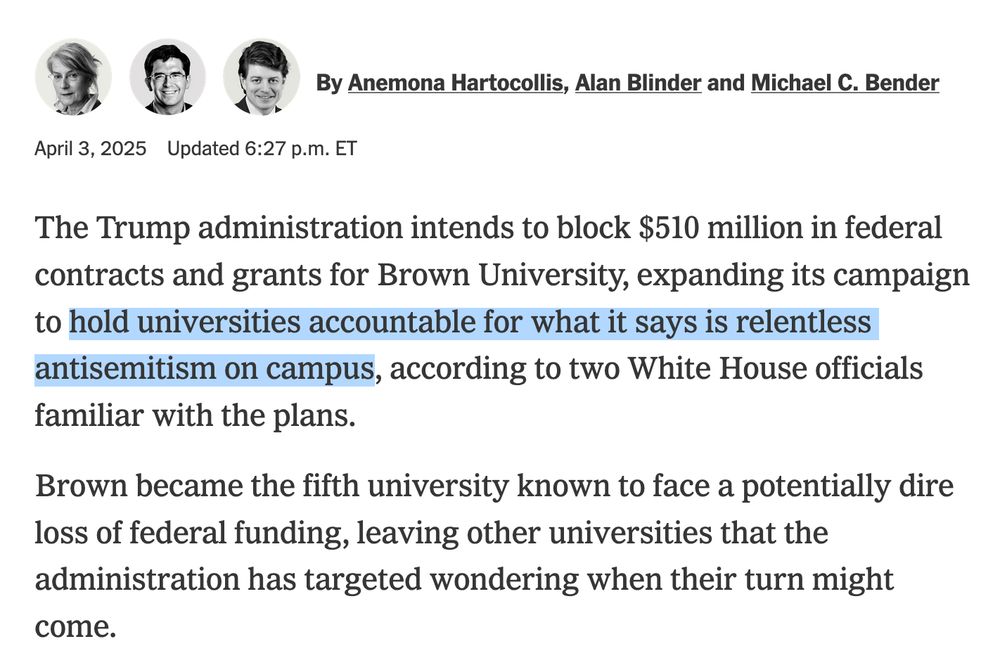 The Trump administration intends to block $510 million in federal contracts and grants for Brown University, expanding its campaign to hold universities accountable for what it says is relentless antisemitism on campus, according to two White House officials familiar with the plans.