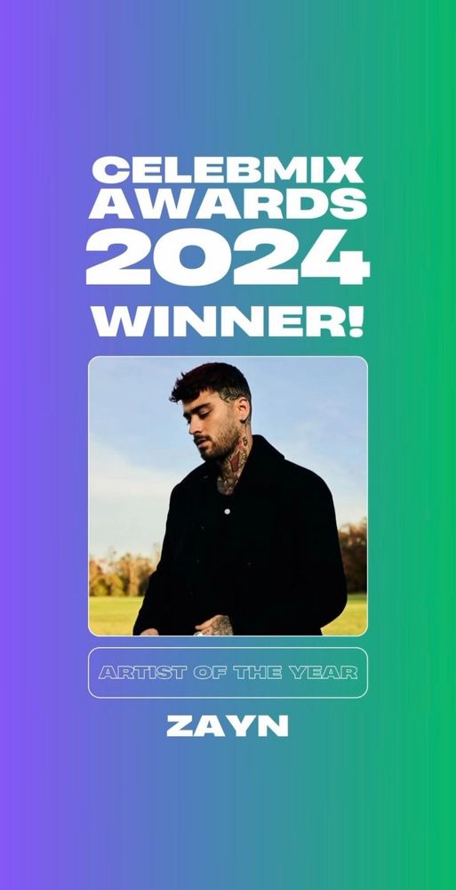 Zayn won Artist of the year at the CelebMix Awards 2024