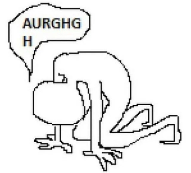 pixelated drawing of a person fallen to their knees, looking down, saying "AURGHGH"