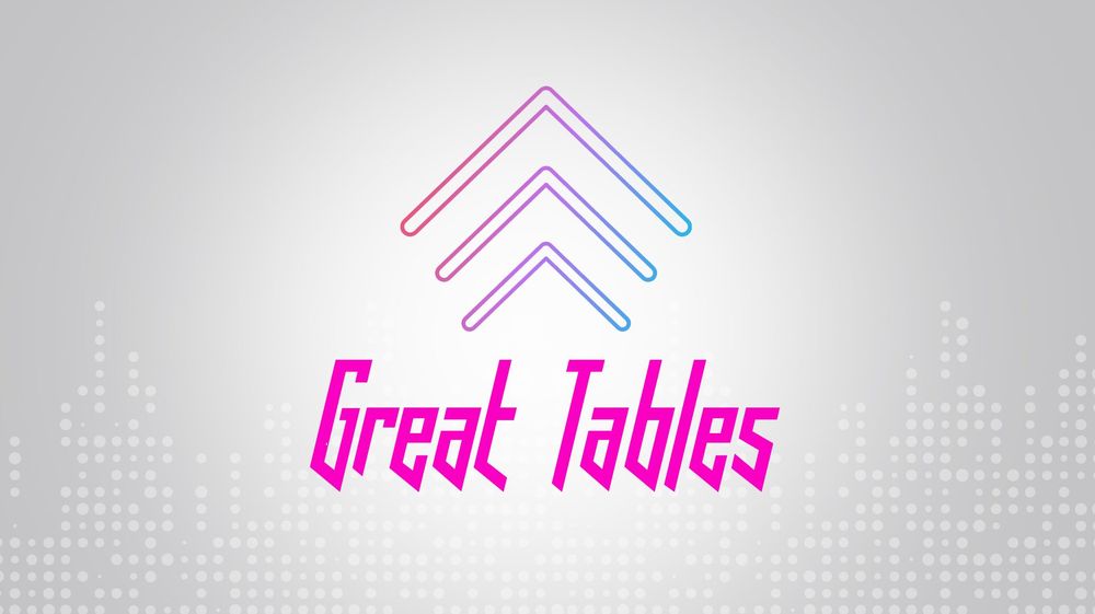 Great Tables logo with arrows pointing up above the logo