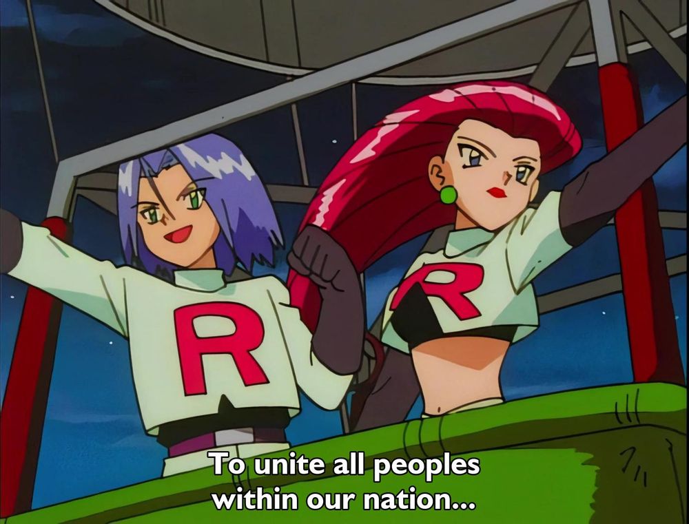 Pokemon - Season 1 Episode 58 - Riddle Me This (1)
Frame 1168/2223
Caption: To unite all peoples
within our nation...

Timestamp: 00:11:23.158