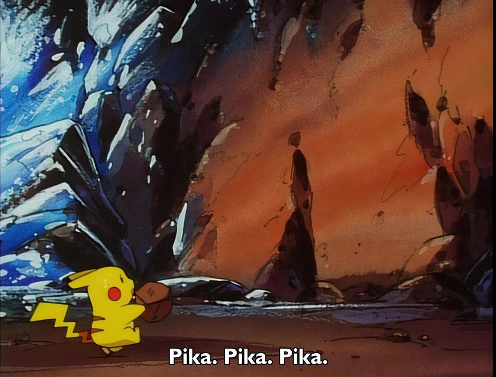 Pokemon - Season 1 Episode 59 - Volcanic Panic (2)
Frame 1457/2420
Caption: Pika. Pika. Pika.

Timestamp: 00:13:56.316