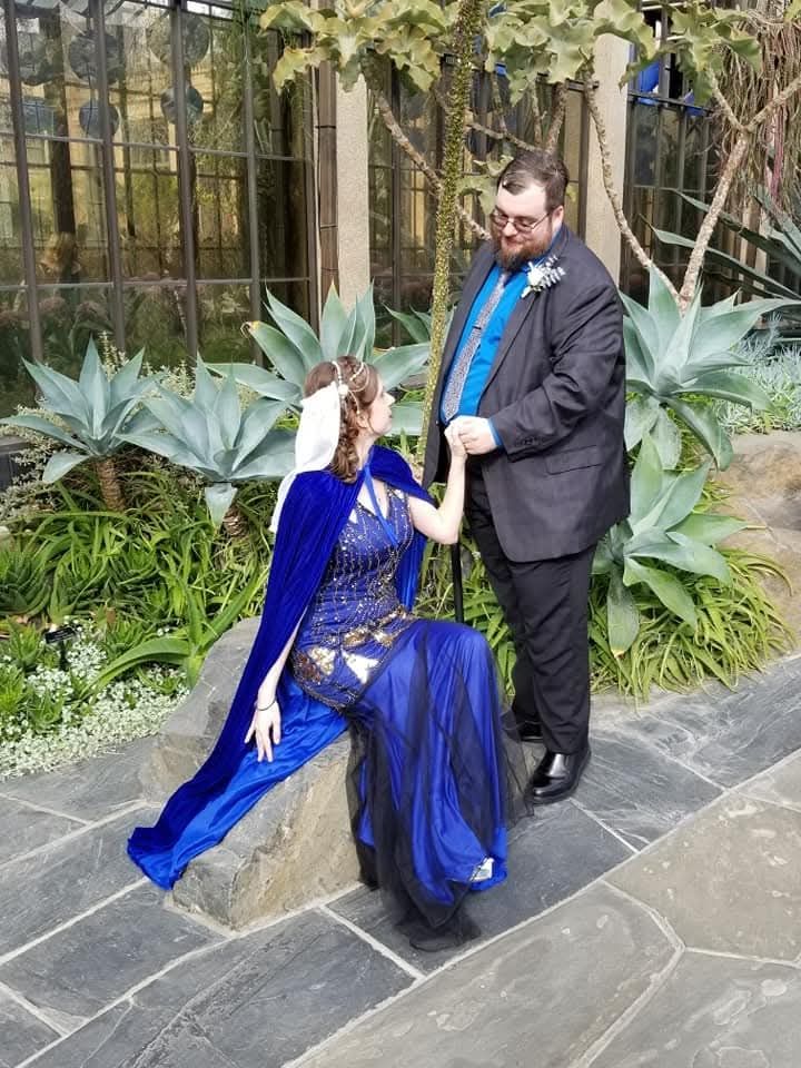 Jax and Ben in the silver cactus room at Longwood Gardens
