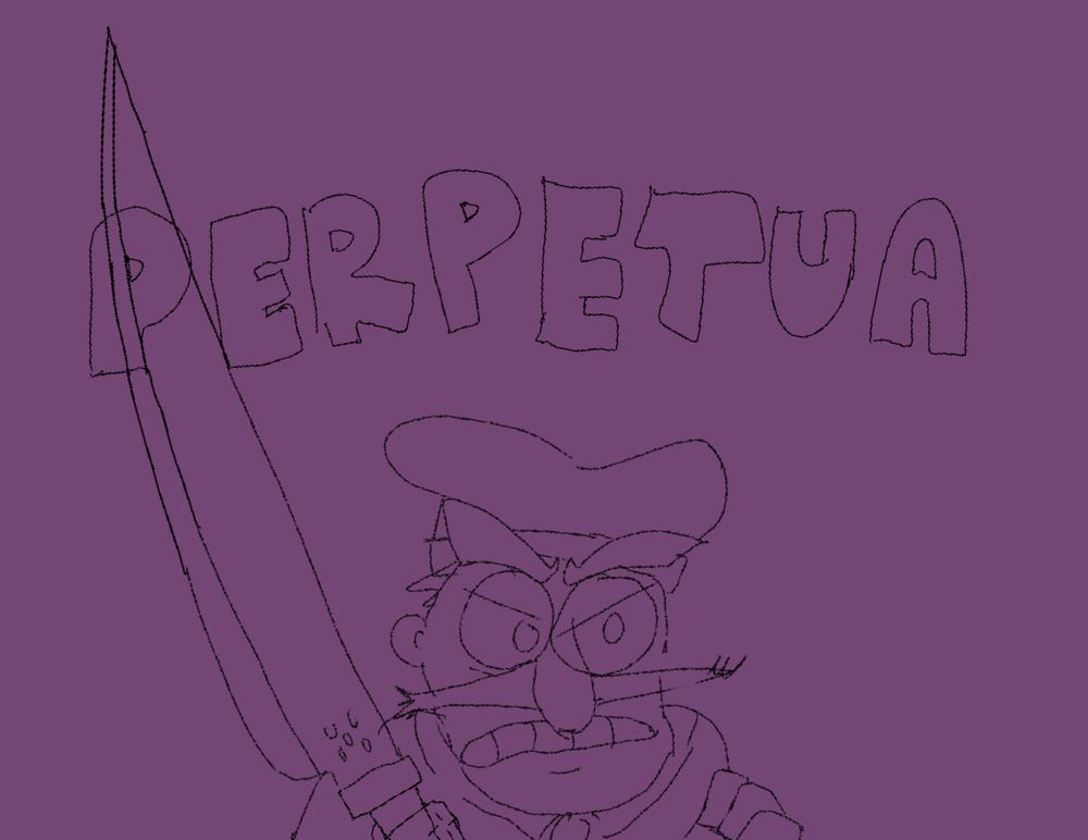 Sketch of Uncle Nicky Perpetua in pizza tower style 