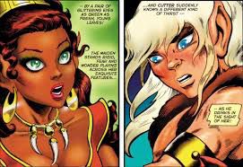 Elfquest, Leetah and Cutter meeting for the first time. 