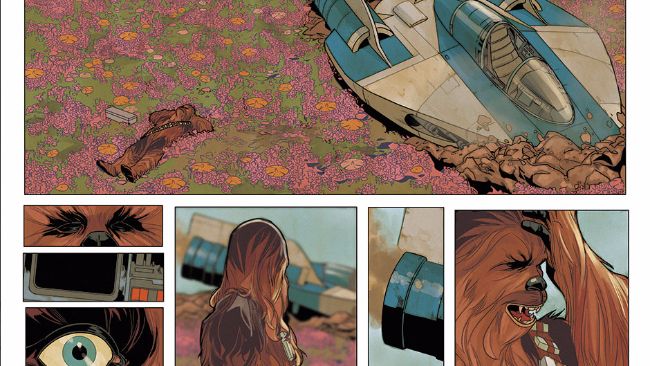 Chewie in the flowers, art by Phil Noto