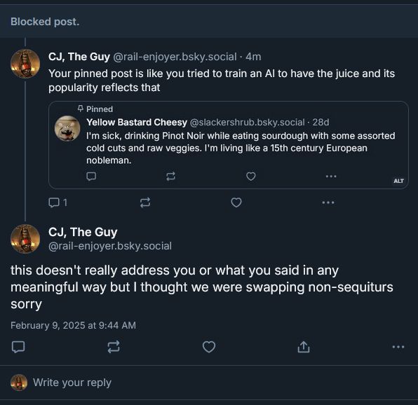 The current thread. I've been blocked.