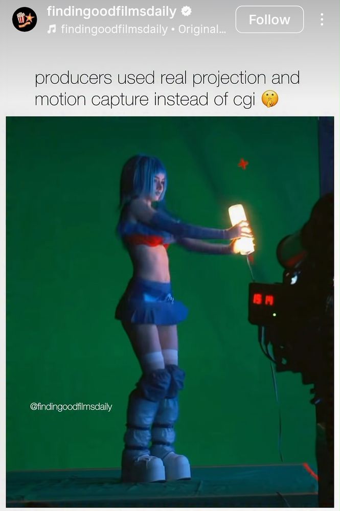 Caption: producers used real projection and motion capture instead of CGI
