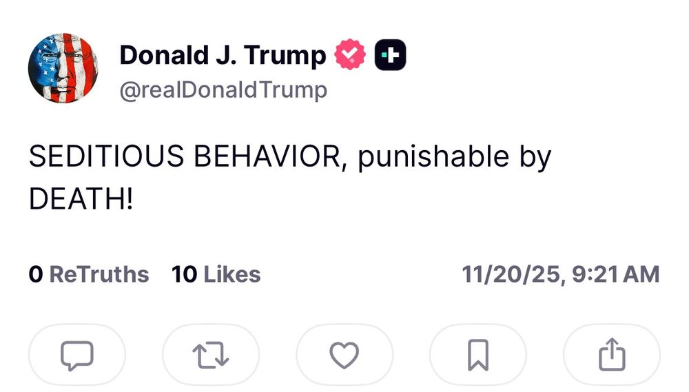 Trump: seditious behavior, punishable by death